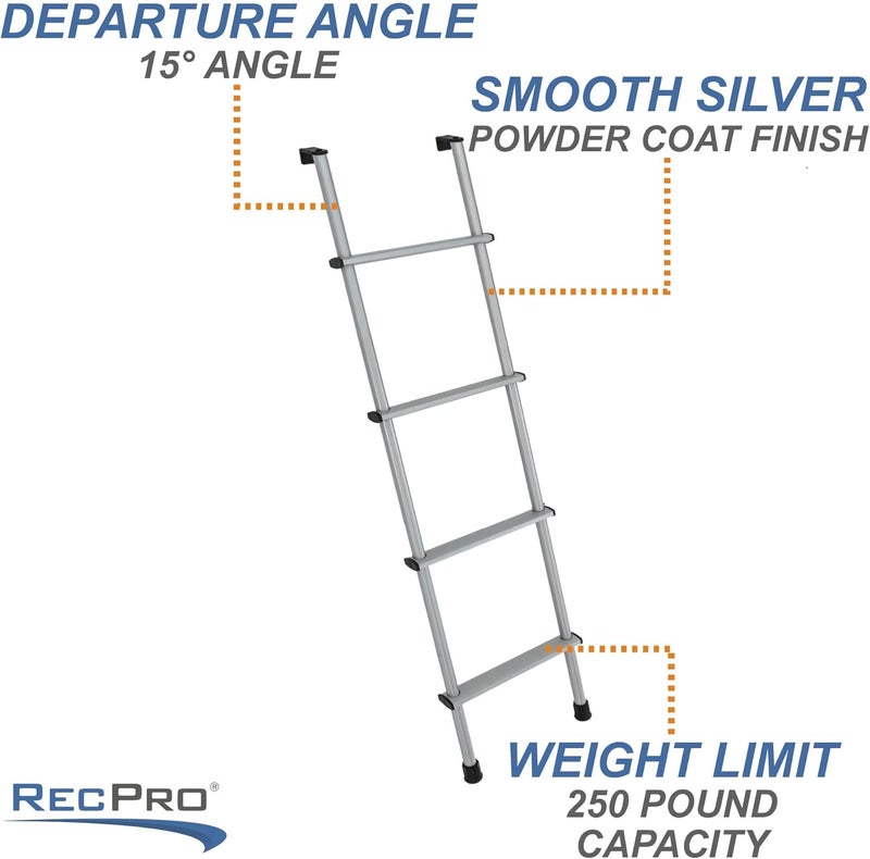 RecPro RV Bunk Ladder 52" | Black or Silver Color Options | Mounting Brackets Included | Aluminum | Made in USA (Silver) - Image 1